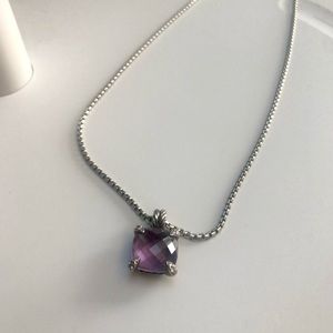 David Yurman Pendant Necklace in Sterling Silver with Amethyst